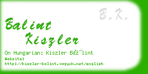 balint kiszler business card